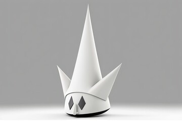 Fototapeta premium The jester's hat is white against a blank background. Generative AI