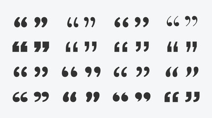 Set of quote mark icon. Double Comma Signs of Quote Icons. Quotes vector icon collection. Vector illustration.