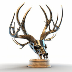 Deer Antler Horn Trophy Desin. Generative AI