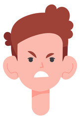 Angry boy face. Kid in rage. Child emotion