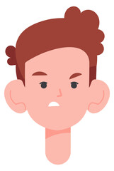 Irritated boy face expression. Displeased kid emotion