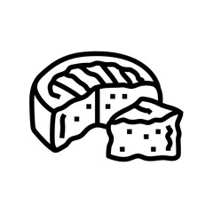 camembert cheese food slice line icon vector illustration - obrazy, fototapety, plakaty