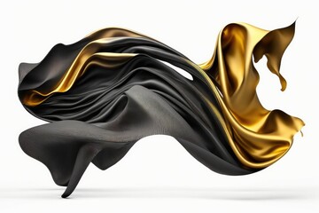 Fabric Cloth Flowing on Wind, Textile Wave Flying In Motion, Isolated over White background. Generative Ai