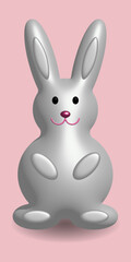 Cute beautiful cartoon toy bunny, inflatable 3D white rabbit, 3d vector illustration, 3d rendering