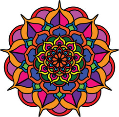  Mandala coloring book simple and basic for beginners, seniors and children. Set of Mehndi flower pattern for Henna drawing and tattoo. Decoration in ethnic oriental, Indian style.