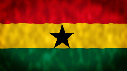 Waving flag loop. National flag of Ghana. Realistic animation. Accra, Ghana
