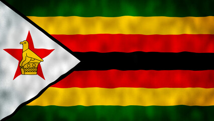 Flag of Zimbabwe illustration. Harare, Zimbabwe illustration. Flag of Zimbabwe. High quality 4K illustration. - obrazy, fototapety, plakaty
