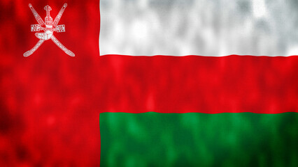 Oman National Flag. Highly detailed realistic 2D rendering. Muscat, Oman