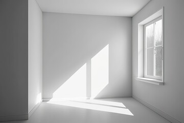 White, empty space with a window and light. mockup, template, and example. Generative AI