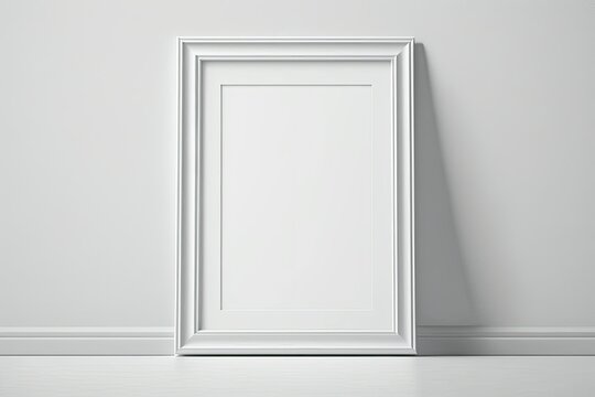 Framed in white. Modern photo frame, blank white border frame, basic concept. Generative AI