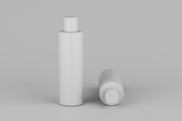 Black Plastic Shampoo  Multiple Cosmetic Bottle Mockup. 3D Rendering