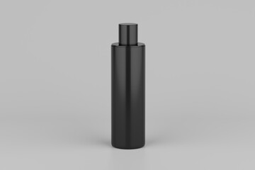 Black Plastic Shampoo  Multiple Cosmetic Bottle Mockup. 3D Rendering