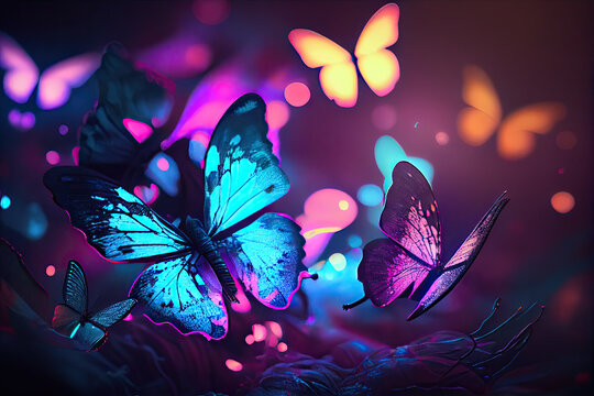 Neon butterflies, Generative AI