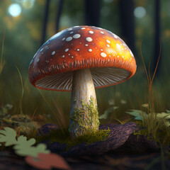 amanita mushroom in the forest