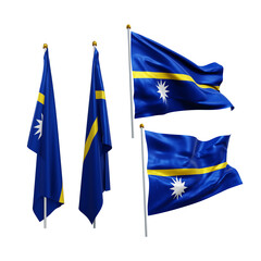 3d rendering oceania nauru flag fluttering and no fluttering