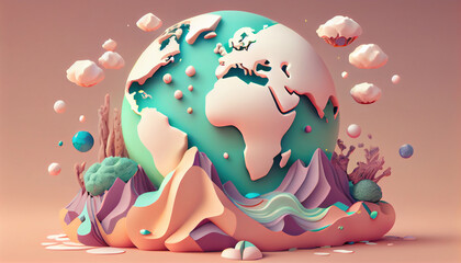 World environment and earth day 3D illustration. Generative AI.