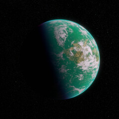 3D illustration of an exoplanet.