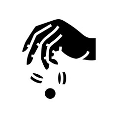 salary coin hand glyph icon vector illustration