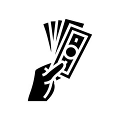 rich money hand glyph icon vector illustration