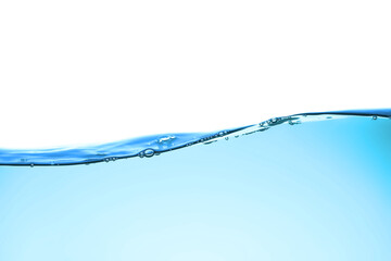 The surface of the water. White background. Movement. Close-up view.