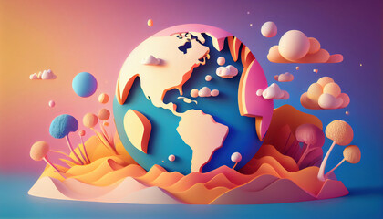 World environment and earth day concept 3D illustration. Generative AI.