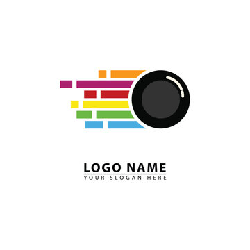 camera eye colorful vector logo icon.