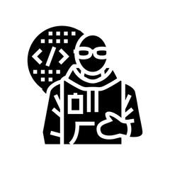 computer engineer worker glyph icon vector illustration