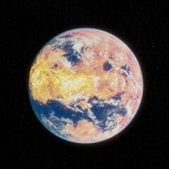 3D illustration of Venus with sea. She really would look like this. Because I used an original height map.