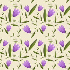 Floral seamless pattern. Beautiful spring design from vector illustrations with a slight gradient.