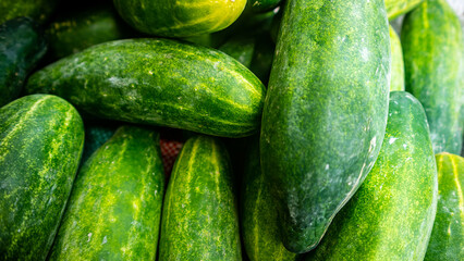 Cucumbers are sold in traditional markets