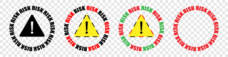 Fototapeta na wymiar High risk sticker. Danger warning poster. Stay away sign. Dangerous area. Vector set