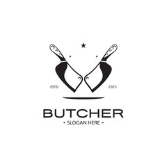 butcher knife vintage logo illustration,chef knife logo template,for business,badges,restaurants,abattoirs,butcher shops,cafes,brands,and knife shops.With modern simple minimalist vector concept.
