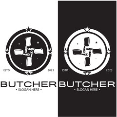 butcher knife vintage logo illustration,chef knife logo template,for business,badges,restaurants,abattoirs,butcher shops,cafes,brands,and knife shops.With modern simple minimalist vector concept.