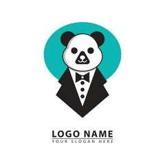 panda boss business vector logo icon.