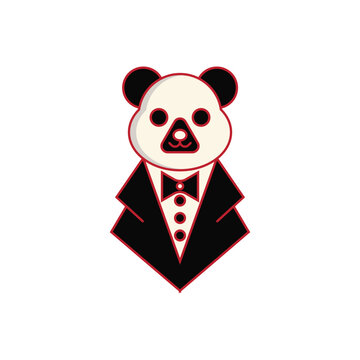 panda gentleman vector logo icon.