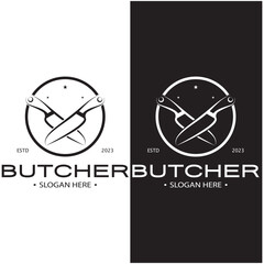 butcher knife vintage logo illustration,chef knife logo template,for business,badges,restaurants,abattoirs,butcher shops,cafes,brands,and knife shops.With modern simple minimalist vector concept.