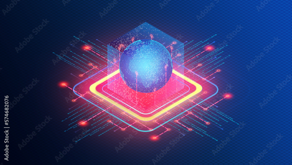 Wall mural distributed computing and data distribution service concept - 3d illustration