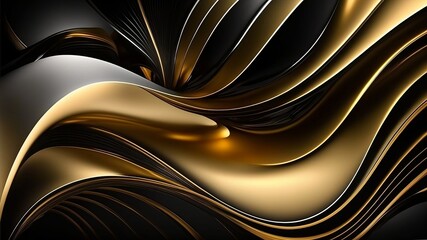 fractal burst abstraction gold and black wallpaper ai generated