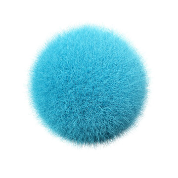 Blue Ball Fur 3D element render, Typography fluffy style, transparent background, 