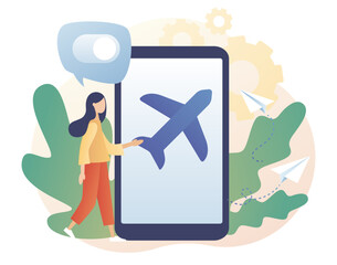 Flight mode on phone. Airplane mode concept. Info notification in air plane. Modern flat cartoon style. Vector illustration on white background