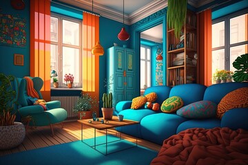 Coziness Cascading from Ceiling to Floor: Capturing Home Interiors in Colorful Detail Generative AI