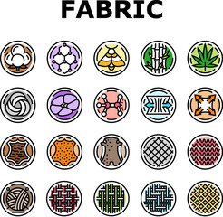 fabric cloth textile material icons set vector