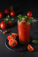 A glass with cold bloody mary cocktail	