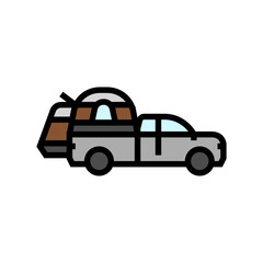 car tourist tent vacation color icon vector illustration