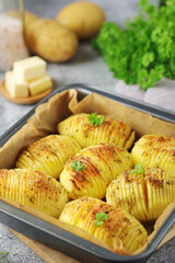 Hasselback potatoes - typical Swedish cuisine