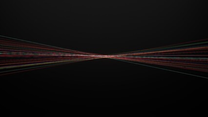 Rainbow -colored light -emitting tension -like line -like line abstract, dramatic, modern, high -quality 3D Rendering Graphic Design Element Material