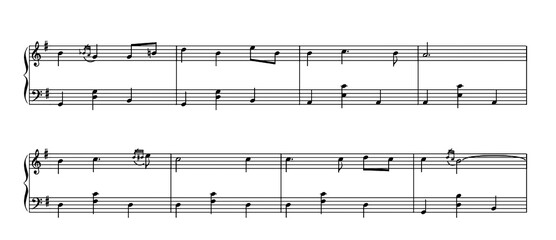 Sheet music fragment, transparent PNG.