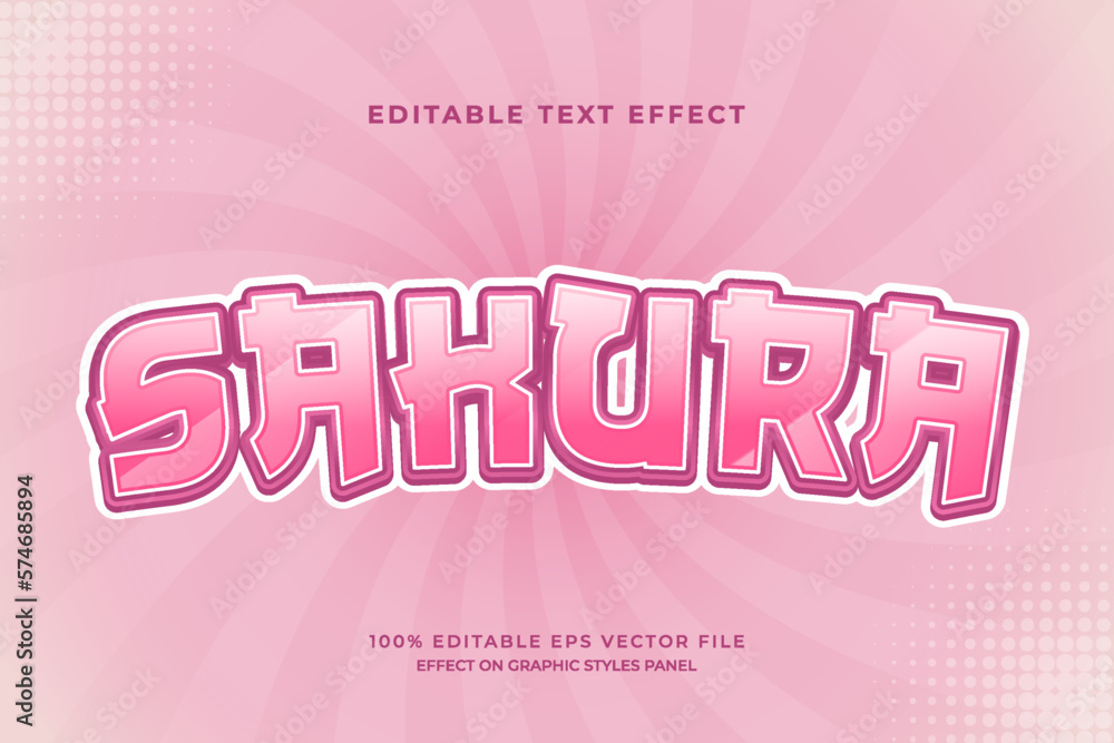 Poster decorative editable sakura text effect vector design