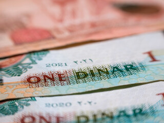 Macro detail picture with one Jordanian dinar banknote. JOD is the official currency in The Hashemite Kingdom of Jordan