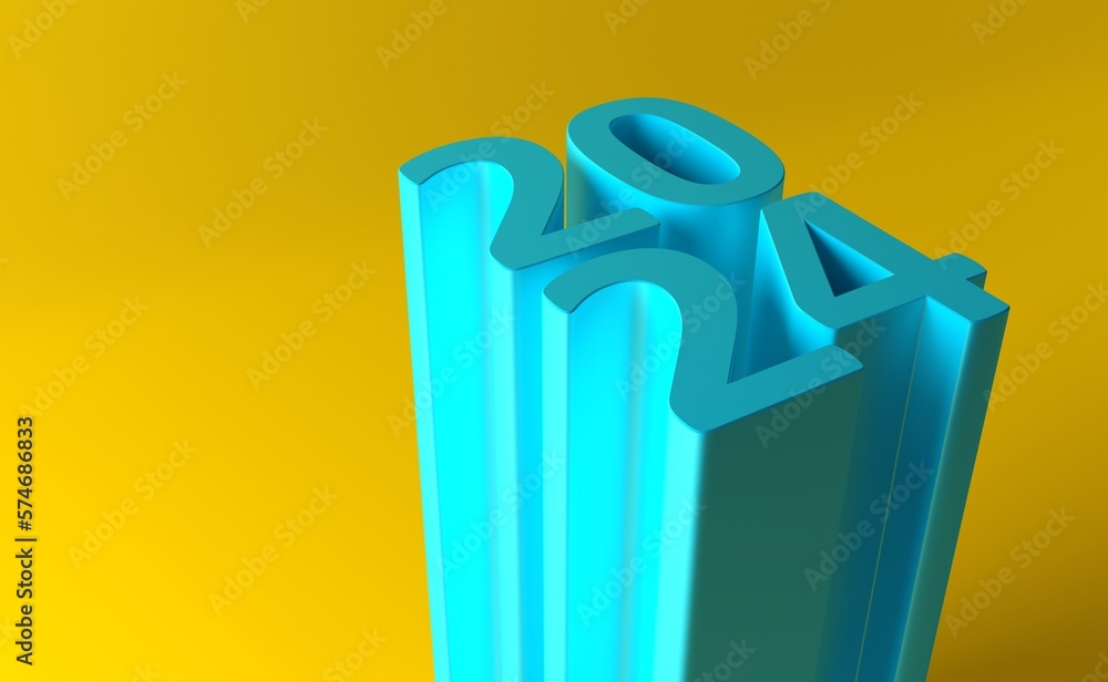 Aufkleber 2024 new year card with modern gradient style 3d realistic year number. 3d rendering. volumetric dig
